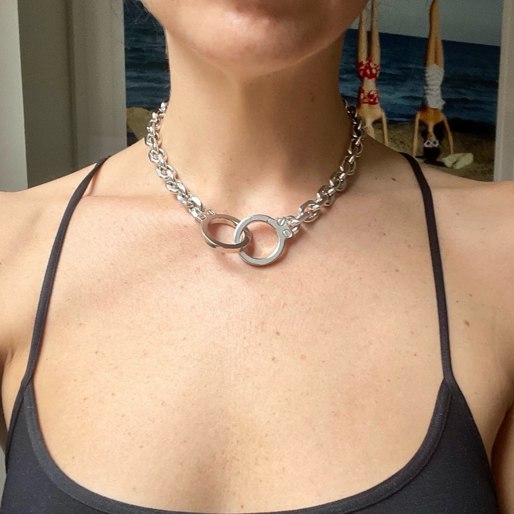 Celine Triomphe Golden handcuff Necklace - STERLING SILVER